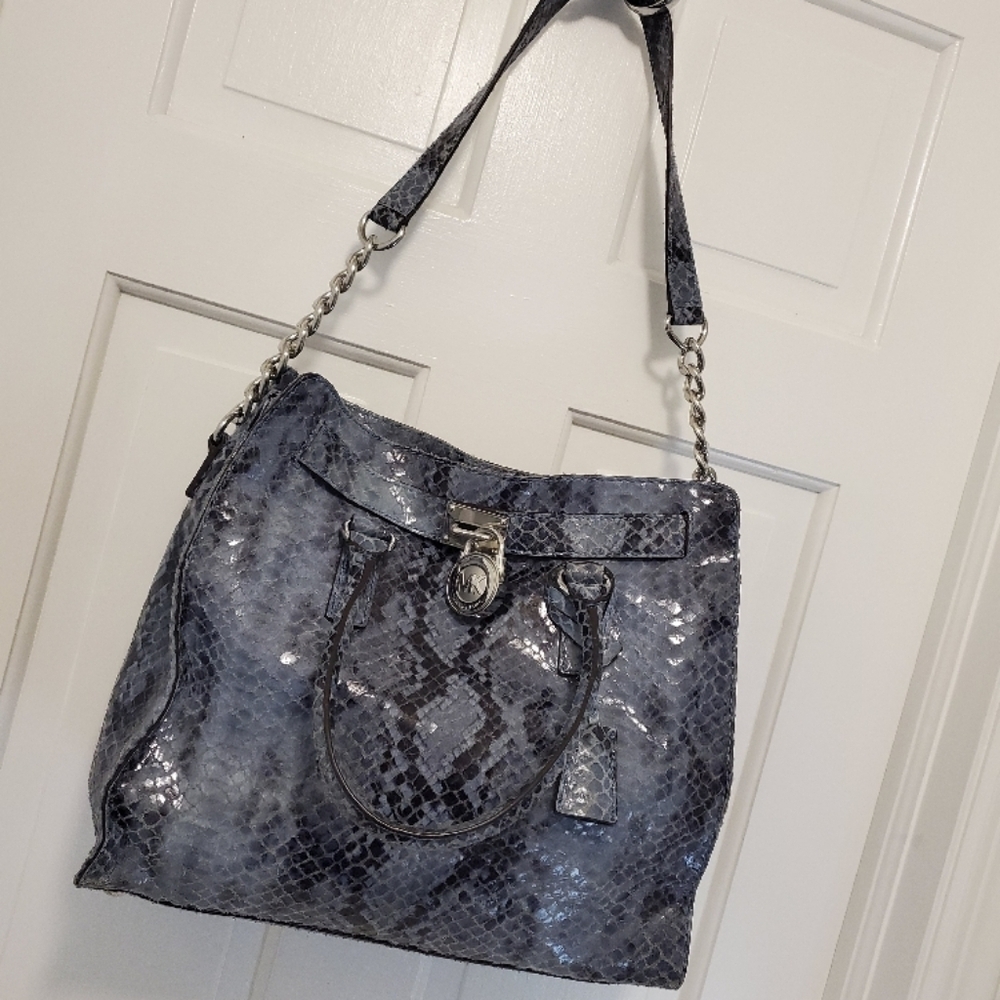 Michael Kors Python-Print Hamilton Blue Leather T… - image 7